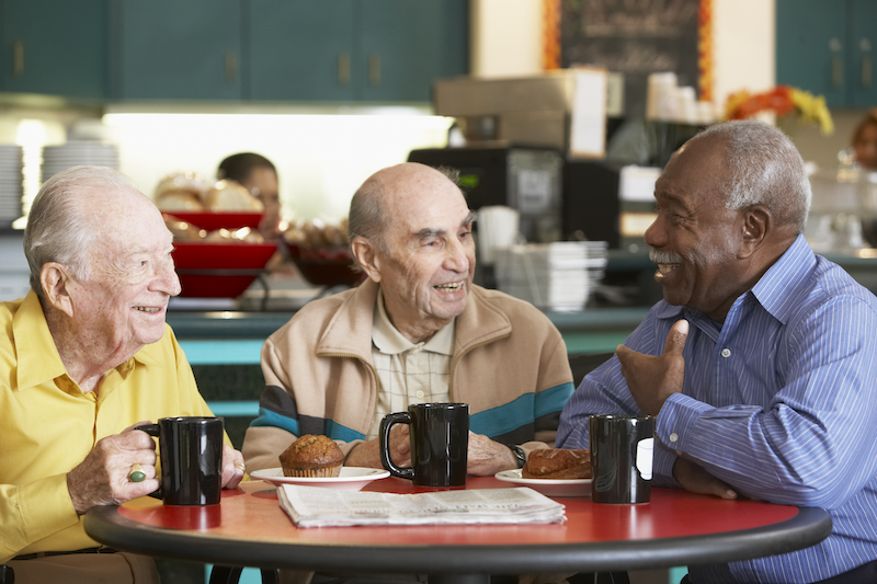 group of senior men at assisted living